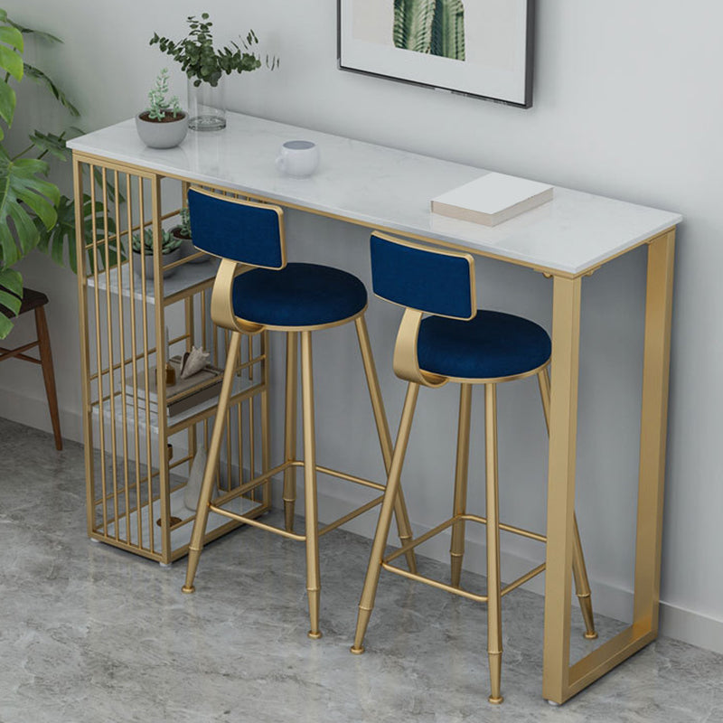 Sgabello da bar con schienale Glam Sgabello da pranzo in metallo dorato con cuscino