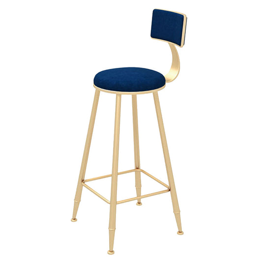 Glam Backrest Bar Stool Gold Metal Dining Stool with Cushion