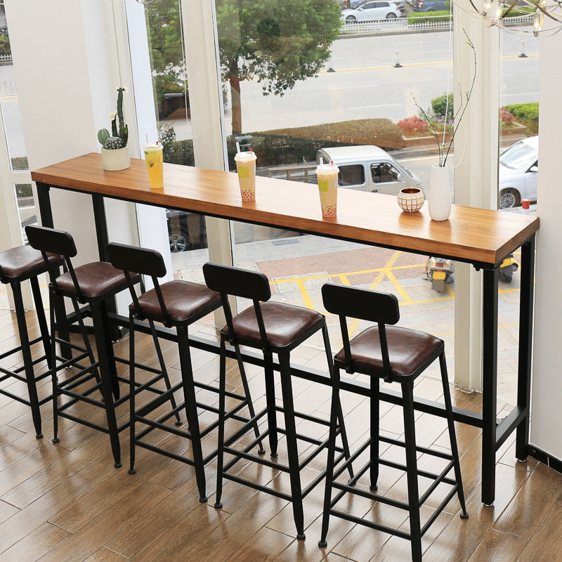 Contemporary Armless Bar Stools Solid Wood Barstool with Footrest Clearhalo 'Bar Furniture' 'Bar Stools' 'bar_stools' 'furn' 'furn_bar_stools' 'Furniture' 'Kitchen & Dining Furniture' 6555777