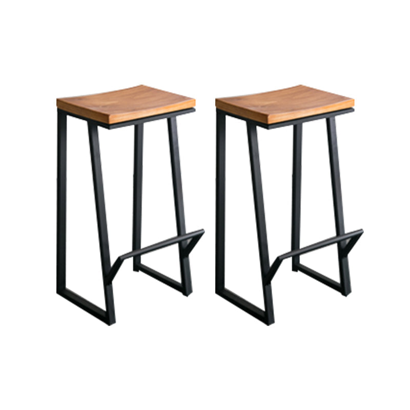 Contemporary Armless Bar Stools Solid Wood Barstool with Footrest Backless 2 Piece Set Square Clearhalo 'Bar Furniture' 'Bar Stools' 'bar_stools' 'furn' 'furn_bar_stools' 'Furniture' 'Kitchen & Dining Furniture' 6555778