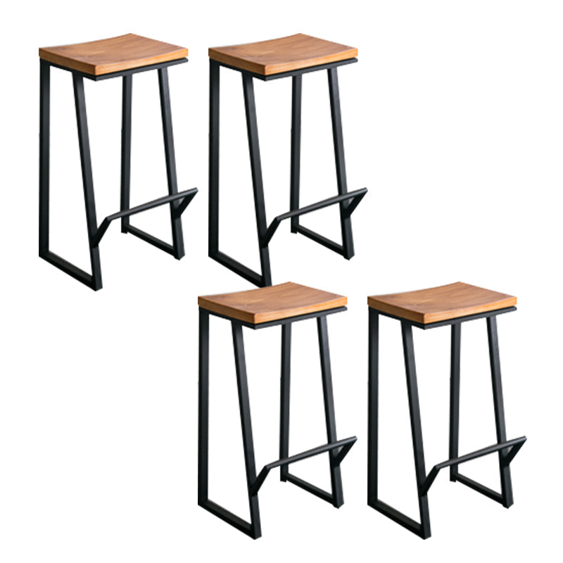Contemporary Armless Bar Stools Solid Wood Barstool with Footrest Backless 4 Piece Set Square Clearhalo 'Bar Furniture' 'Bar Stools' 'bar_stools' 'furn' 'furn_bar_stools' 'Furniture' 'Kitchen & Dining Furniture' 6555780