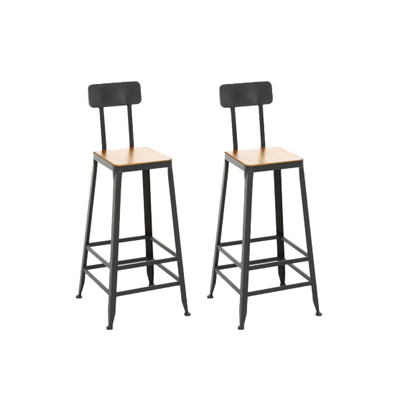 Contemporary Armless Bar Stools Solid Wood Barstool with Footrest With Back 2 Piece Set Square Clearhalo 'Bar Furniture' 'Bar Stools' 'bar_stools' 'furn' 'furn_bar_stools' 'Furniture' 'Kitchen & Dining Furniture' 6555785