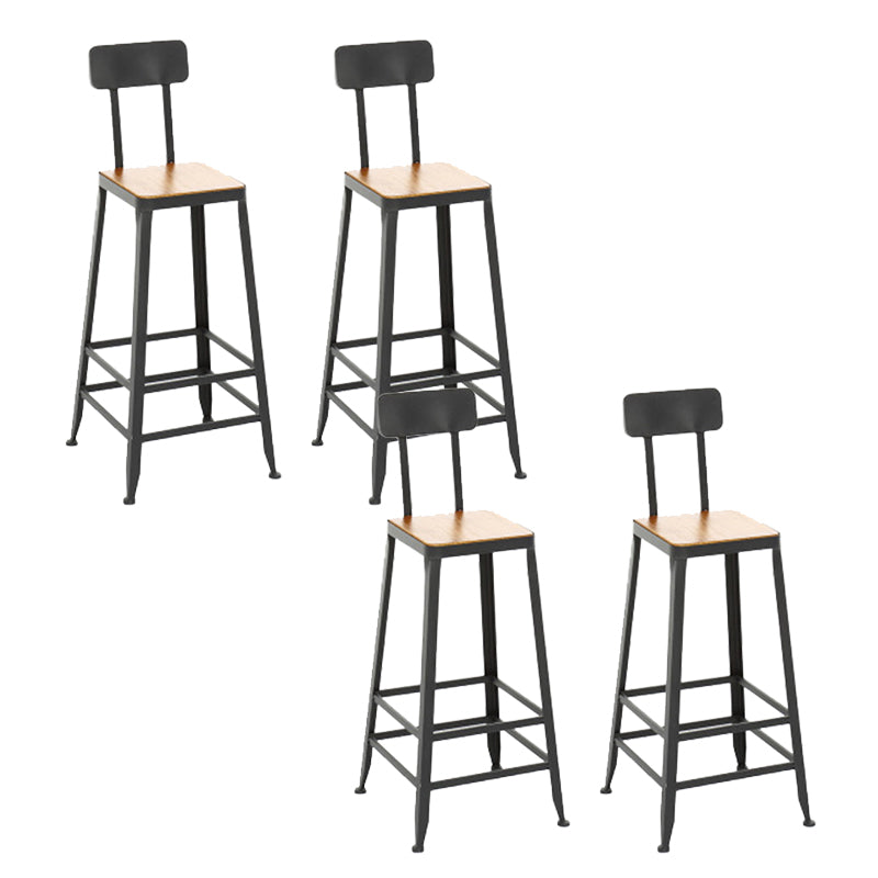 Contemporary Armless Bar Stools Solid Wood Barstool with Footrest With Back 4 Piece Set Square Clearhalo 'Bar Furniture' 'Bar Stools' 'bar_stools' 'furn' 'furn_bar_stools' 'Furniture' 'Kitchen & Dining Furniture' 6555786