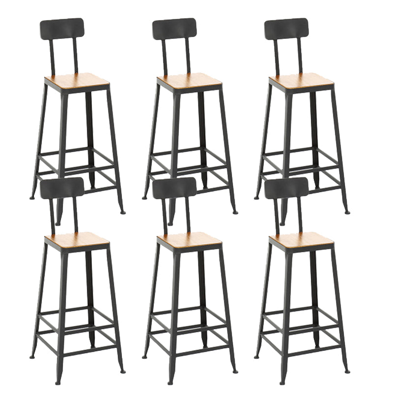 Contemporary Armless Bar Stools Solid Wood Barstool with Footrest With Back 6 Piece Set Square Clearhalo 'Bar Furniture' 'Bar Stools' 'bar_stools' 'furn' 'furn_bar_stools' 'Furniture' 'Kitchen & Dining Furniture' 6555787