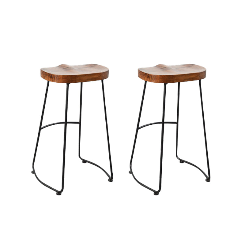 Contemporary Armless Bar Stools Solid Wood Barstool with Footrest Backless 2 Piece Set Saddle Clearhalo 'Bar Furniture' 'Bar Stools' 'bar_stools' 'furn' 'furn_bar_stools' 'Furniture' 'Kitchen & Dining Furniture' 6555789