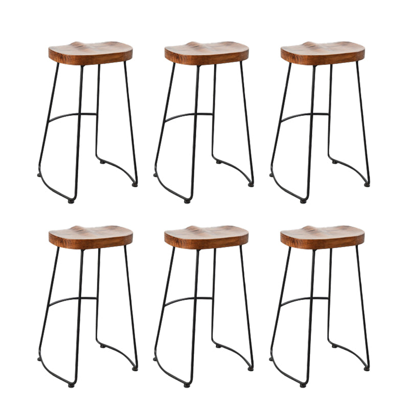 Contemporary Armless Bar Stools Solid Wood Barstool with Footrest Backless 6 Piece Set Saddle Clearhalo 'Bar Furniture' 'Bar Stools' 'bar_stools' 'furn' 'furn_bar_stools' 'Furniture' 'Kitchen & Dining Furniture' 6555791