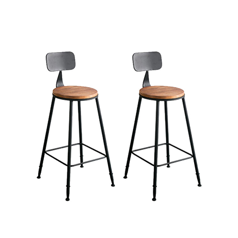 Contemporary Armless Bar Stools Solid Wood Barstool with Footrest With Back 2 Piece Set Round Clearhalo 'Bar Furniture' 'Bar Stools' 'bar_stools' 'furn' 'furn_bar_stools' 'Furniture' 'Kitchen & Dining Furniture' 6555793