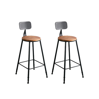 Contemporary Armless Bar Stools Solid Wood Barstool with Footrest With Back 2 Piece Set Round Clearhalo 'Bar Furniture' 'Bar Stools' 'bar_stools' 'furn' 'furn_bar_stools' 'Furniture' 'Kitchen & Dining Furniture' 6555793