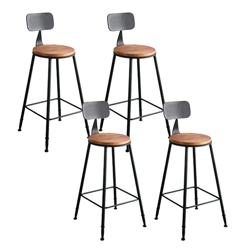 Contemporary Armless Bar Stools Solid Wood Barstool with Footrest With Back 4 Piece Set Round Clearhalo 'Bar Furniture' 'Bar Stools' 'bar_stools' 'furn' 'furn_bar_stools' 'Furniture' 'Kitchen & Dining Furniture' 6555794
