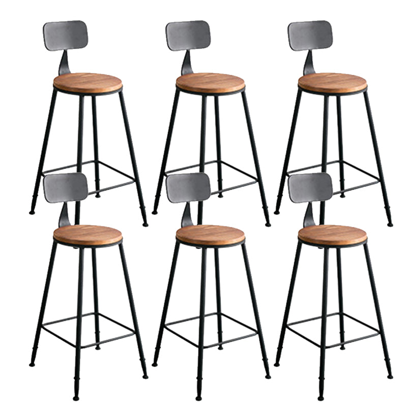 Contemporary Armless Bar Stools Solid Wood Barstool with Footrest With Back 6 Piece Set Round Clearhalo 'Bar Furniture' 'Bar Stools' 'bar_stools' 'furn' 'furn_bar_stools' 'Furniture' 'Kitchen & Dining Furniture' 6555795