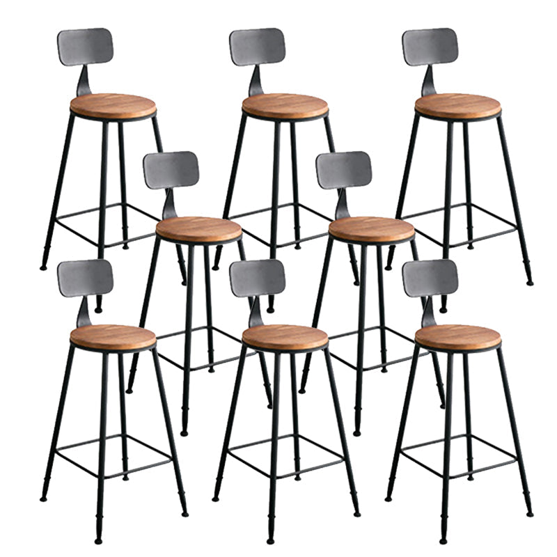 Contemporary Armless Bar Stools Solid Wood Barstool with Footrest With Back 8 Piece Set Round Clearhalo 'Bar Furniture' 'Bar Stools' 'bar_stools' 'furn' 'furn_bar_stools' 'Furniture' 'Kitchen & Dining Furniture' 6555796