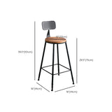 Contemporary Armless Bar Stools Solid Wood Barstool with Footrest