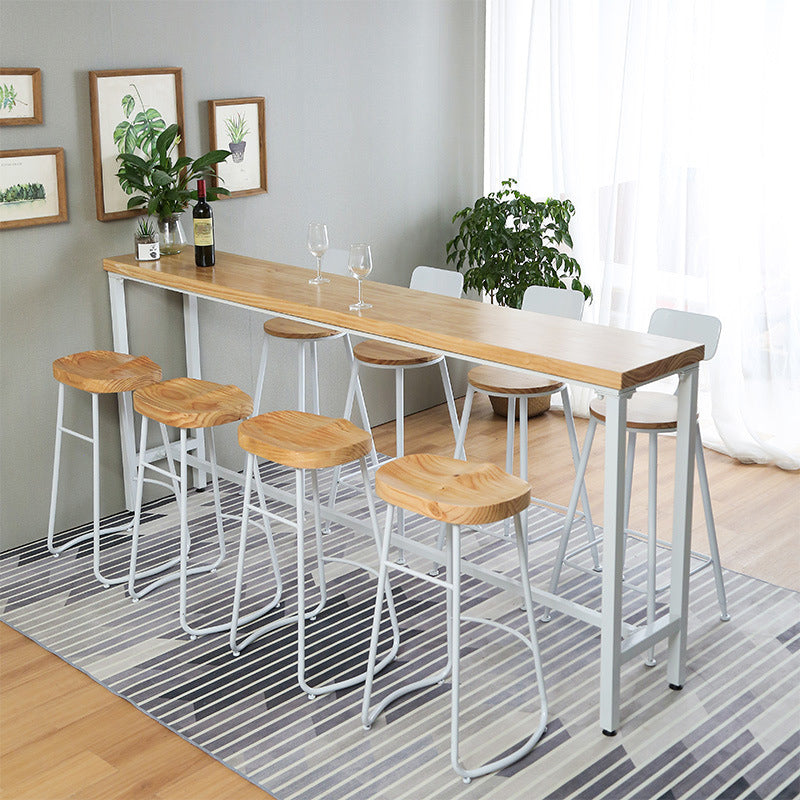 Contemporary Bar Stool Solid Wood Barstool with White Metal Legs Clearhalo 'Bar Furniture' 'Bar Stools' 'bar_stools' 'furn' 'furn_bar_stools' 'Furniture' 'Kitchen & Dining Furniture' 6555827
