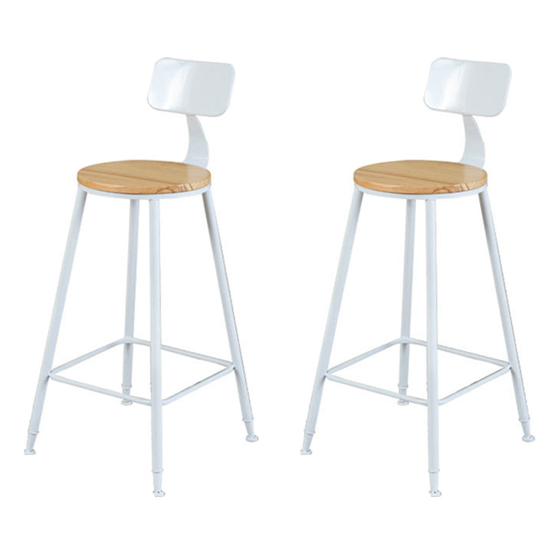 Contemporary Bar Stool Solid Wood Barstool with White Metal Legs With Back 2 Piece Set Clearhalo 'Bar Furniture' 'Bar Stools' 'bar_stools' 'furn' 'furn_bar_stools' 'Furniture' 'Kitchen & Dining Furniture' 6555828