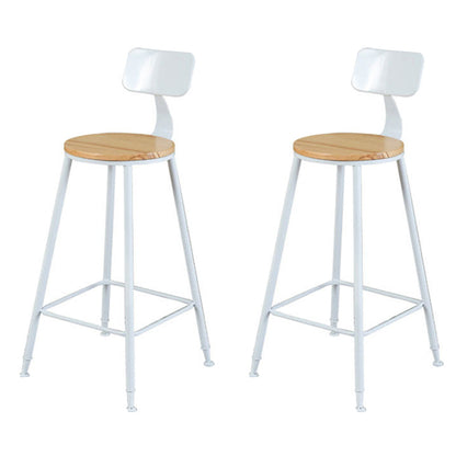 Contemporary Bar Stool Solid Wood Barstool with White Metal Legs With Back 2 Piece Set Clearhalo 'Bar Furniture' 'Bar Stools' 'bar_stools' 'furn' 'furn_bar_stools' 'Furniture' 'Kitchen & Dining Furniture' 6555828