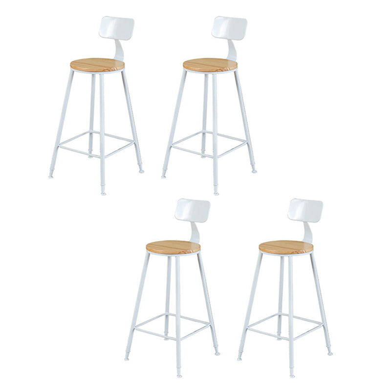 Contemporary Bar Stool Solid Wood Barstool with White Metal Legs With Back 4 Piece Set Clearhalo 'Bar Furniture' 'Bar Stools' 'bar_stools' 'furn' 'furn_bar_stools' 'Furniture' 'Kitchen & Dining Furniture' 6555829
