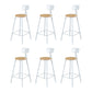 Contemporary Bar Stool Solid Wood Barstool with White Metal Legs With Back 6 Piece Set Clearhalo 'Bar Furniture' 'Bar Stools' 'bar_stools' 'furn' 'furn_bar_stools' 'Furniture' 'Kitchen & Dining Furniture' 6555831