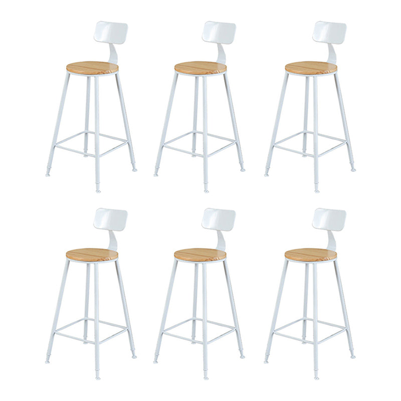 Contemporary Bar Stool Solid Wood Barstool with White Metal Legs With Back 6 Piece Set Clearhalo 'Bar Furniture' 'Bar Stools' 'bar_stools' 'furn' 'furn_bar_stools' 'Furniture' 'Kitchen & Dining Furniture' 6555831