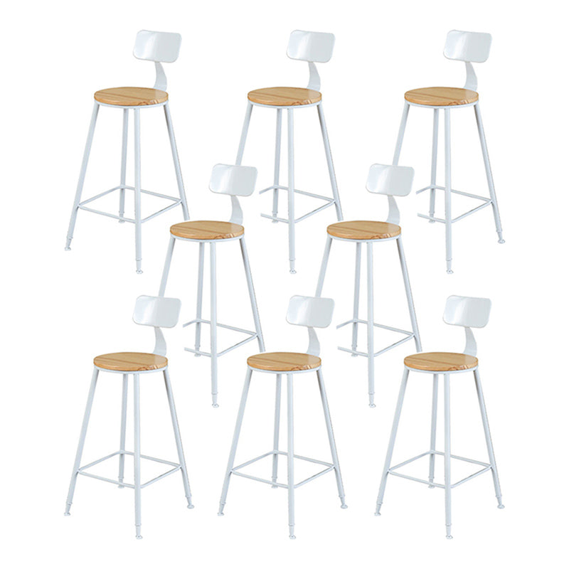 Contemporary Bar Stool Solid Wood Barstool with White Metal Legs With Back 8 Piece Set Clearhalo 'Bar Furniture' 'Bar Stools' 'bar_stools' 'furn' 'furn_bar_stools' 'Furniture' 'Kitchen & Dining Furniture' 6555833