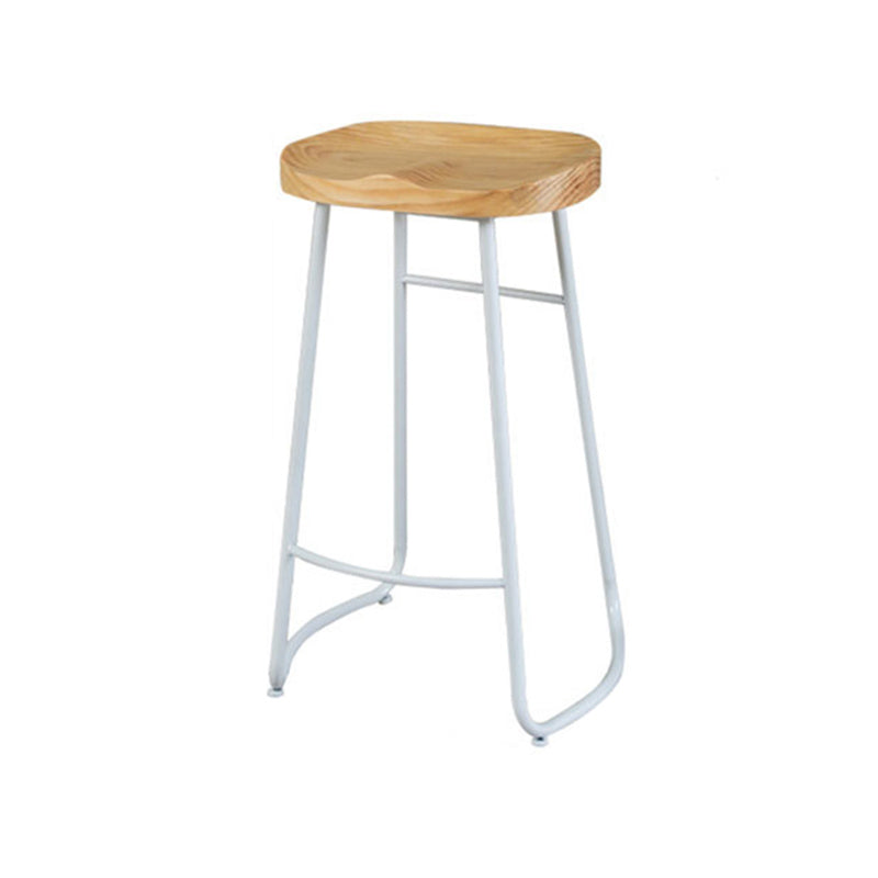 Contemporary Bar Stool Solid Wood Barstool with White Metal Legs Clearhalo 'Bar Furniture' 'Bar Stools' 'bar_stools' 'furn' 'furn_bar_stools' 'Furniture' 'Kitchen & Dining Furniture' 6555836