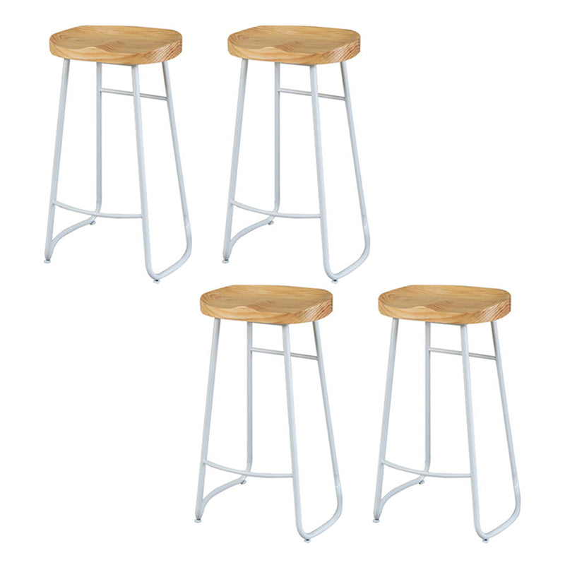 Contemporary Bar Stool Solid Wood Barstool with White Metal Legs Backless 4 Piece Set Clearhalo 'Bar Furniture' 'Bar Stools' 'bar_stools' 'furn' 'furn_bar_stools' 'Furniture' 'Kitchen & Dining Furniture' 6555837
