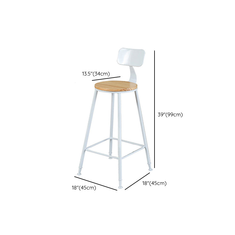 Contemporary Bar Stool Solid Wood Barstool with White Metal Legs Clearhalo 'Bar Furniture' 'Bar Stools' 'bar_stools' 'furn' 'furn_bar_stools' 'Furniture' 'Kitchen & Dining Furniture' 6555843