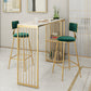 Green Cushion Bar Stools Armless Barstool with Gold Metal Legs