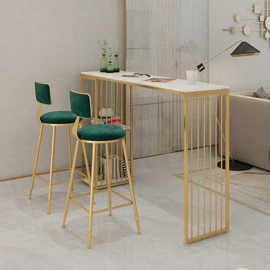 Green Cushion Bar Stools Armless Barstool with Gold Metal Legs