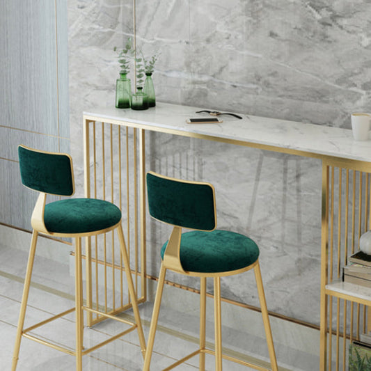 Green Cushion Bar Stools Armless Barstool with Gold Metal Legs