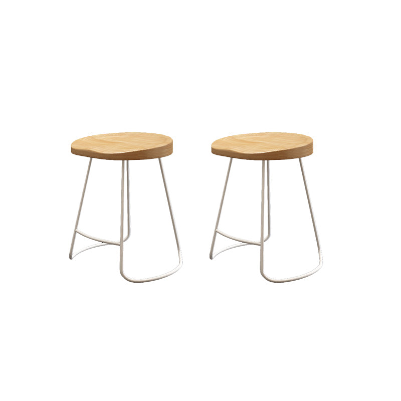Wood Dining Stool Contemporary Backless Bar Stools with Footrest White 2 Piece Set Short Stool(18"H) Clearhalo 'Bar Furniture' 'Bar Stools' 'bar_stools' 'furn' 'furn_bar_stools' 'Furniture' 'Kitchen & Dining Furniture' 6555857