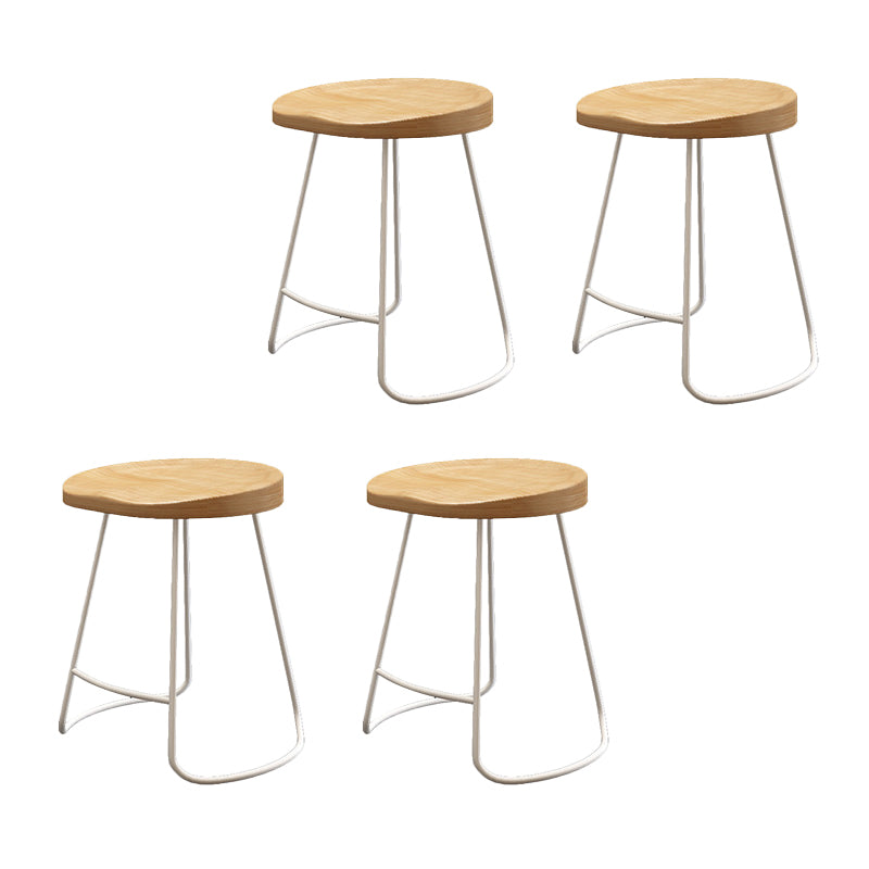 Wood Dining Stool Contemporary Backless Bar Stools with Footrest White 4 Piece Set Short Stool(18"H) Clearhalo 'Bar Furniture' 'Bar Stools' 'bar_stools' 'furn' 'furn_bar_stools' 'Furniture' 'Kitchen & Dining Furniture' 6555858