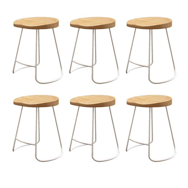 Wood Dining Stool Contemporary Backless Bar Stools with Footrest White 6 Piece Set Short Stool(18"H) Clearhalo 'Bar Furniture' 'Bar Stools' 'bar_stools' 'furn' 'furn_bar_stools' 'Furniture' 'Kitchen & Dining Furniture' 6555861