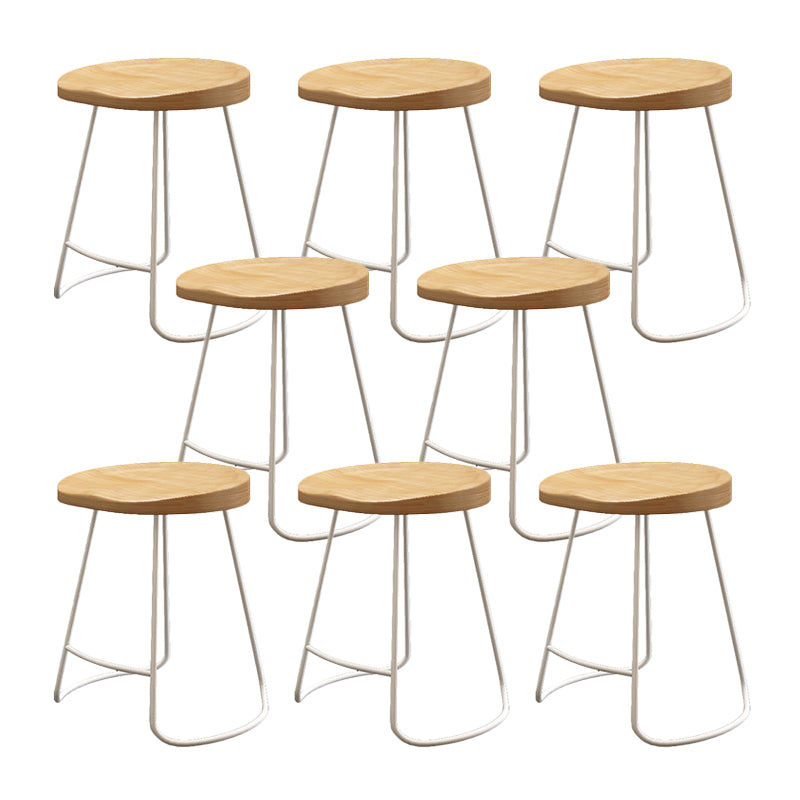 Wood Dining Stool Contemporary Backless Bar Stools with Footrest White 8 Piece Set Short Stool(18"H) Clearhalo 'Bar Furniture' 'Bar Stools' 'bar_stools' 'furn' 'furn_bar_stools' 'Furniture' 'Kitchen & Dining Furniture' 6555862