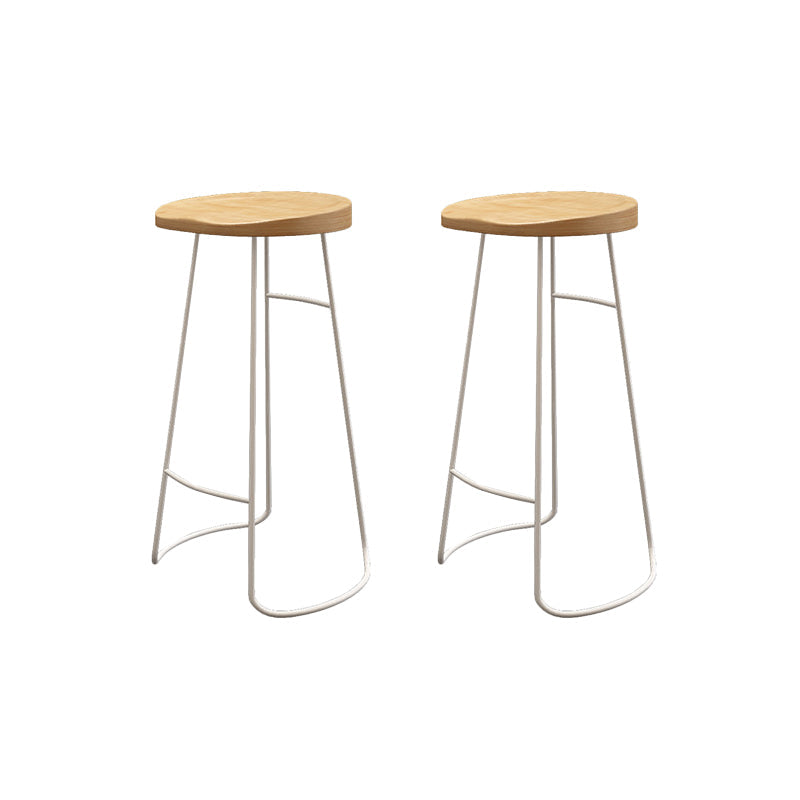 Wood Dining Stool Contemporary Backless Bar Stools with Footrest White 2 Piece Set Bar Stool(30"H) Clearhalo 'Bar Furniture' 'Bar Stools' 'bar_stools' 'furn' 'furn_bar_stools' 'Furniture' 'Kitchen & Dining Furniture' 6555865