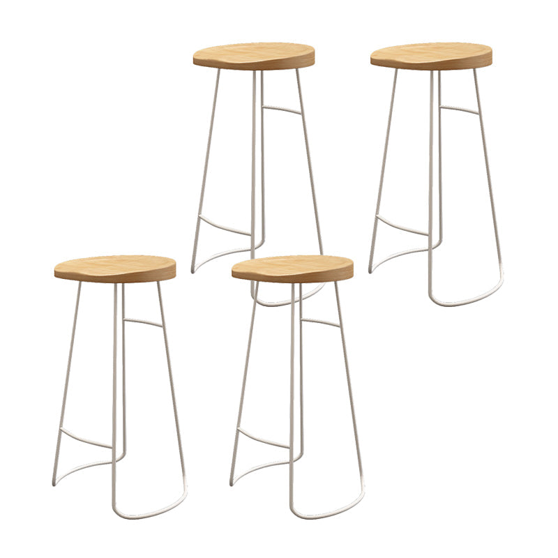 Wood Dining Stool Contemporary Backless Bar Stools with Footrest White 4 Piece Set Bar Stool(30"H) Clearhalo 'Bar Furniture' 'Bar Stools' 'bar_stools' 'furn' 'furn_bar_stools' 'Furniture' 'Kitchen & Dining Furniture' 6555866