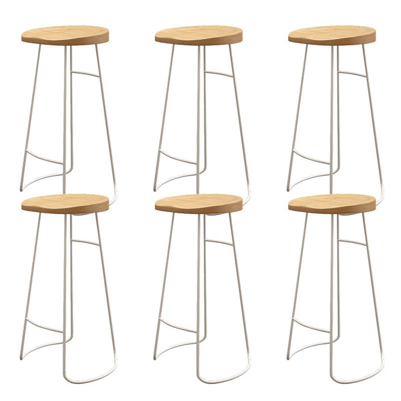 Wood Dining Stool Contemporary Backless Bar Stools with Footrest White 6 Piece Set Bar Stool(30"H) Clearhalo 'Bar Furniture' 'Bar Stools' 'bar_stools' 'furn' 'furn_bar_stools' 'Furniture' 'Kitchen & Dining Furniture' 6555867