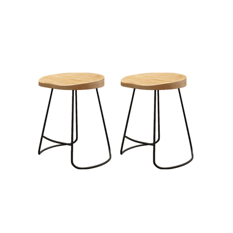 Wood Dining Stool Contemporary Backless Bar Stools with Footrest Black 2 Piece Set Short Stool(18"H) Clearhalo 'Bar Furniture' 'Bar Stools' 'bar_stools' 'furn' 'furn_bar_stools' 'Furniture' 'Kitchen & Dining Furniture' 6555869