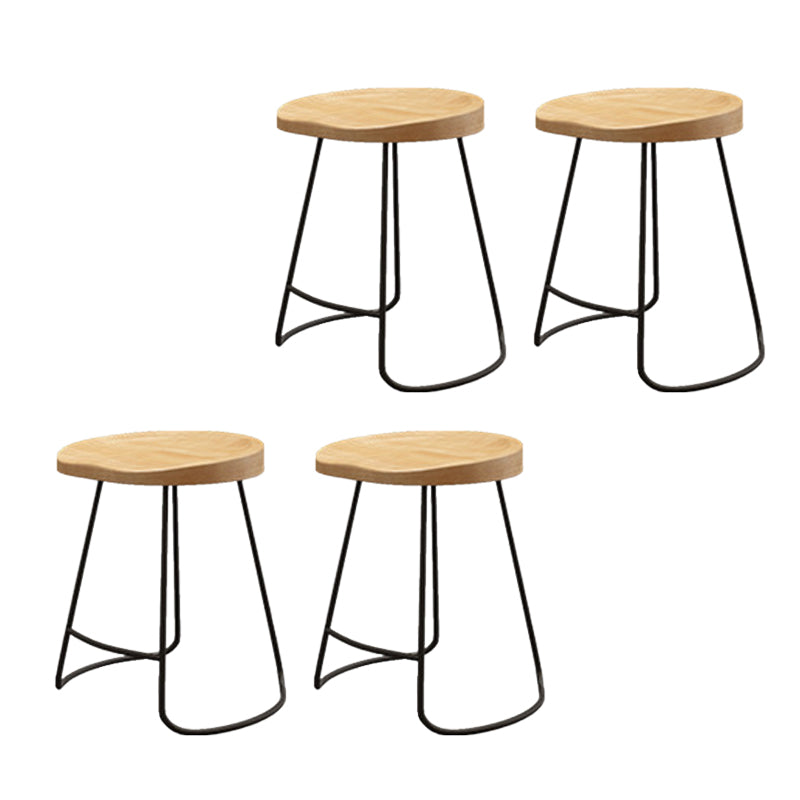 Wood Dining Stool Contemporary Backless Bar Stools with Footrest Black 4 Piece Set Short Stool(18"H) Clearhalo 'Bar Furniture' 'Bar Stools' 'bar_stools' 'furn' 'furn_bar_stools' 'Furniture' 'Kitchen & Dining Furniture' 6555870