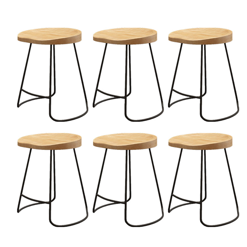Wood Dining Stool Contemporary Backless Bar Stools with Footrest Black 6 Piece Set Short Stool(18"H) Clearhalo 'Bar Furniture' 'Bar Stools' 'bar_stools' 'furn' 'furn_bar_stools' 'Furniture' 'Kitchen & Dining Furniture' 6555871
