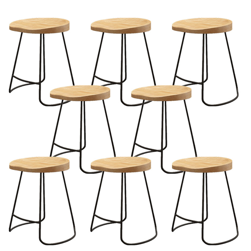 Wood Dining Stool Contemporary Backless Bar Stools with Footrest Black 8 Piece Set Short Stool(18"H) Clearhalo 'Bar Furniture' 'Bar Stools' 'bar_stools' 'furn' 'furn_bar_stools' 'Furniture' 'Kitchen & Dining Furniture' 6555872