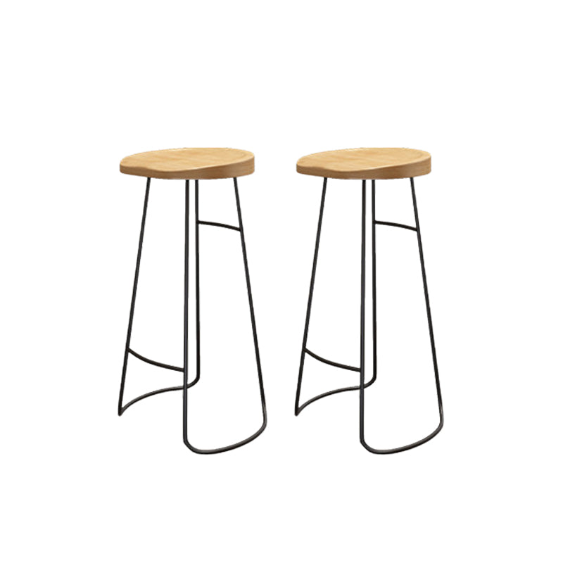 Wood Dining Stool Contemporary Backless Bar Stools with Footrest Black 2 Piece Set Bar Stool(30"H) Clearhalo 'Bar Furniture' 'Bar Stools' 'bar_stools' 'furn' 'furn_bar_stools' 'Furniture' 'Kitchen & Dining Furniture' 6555873