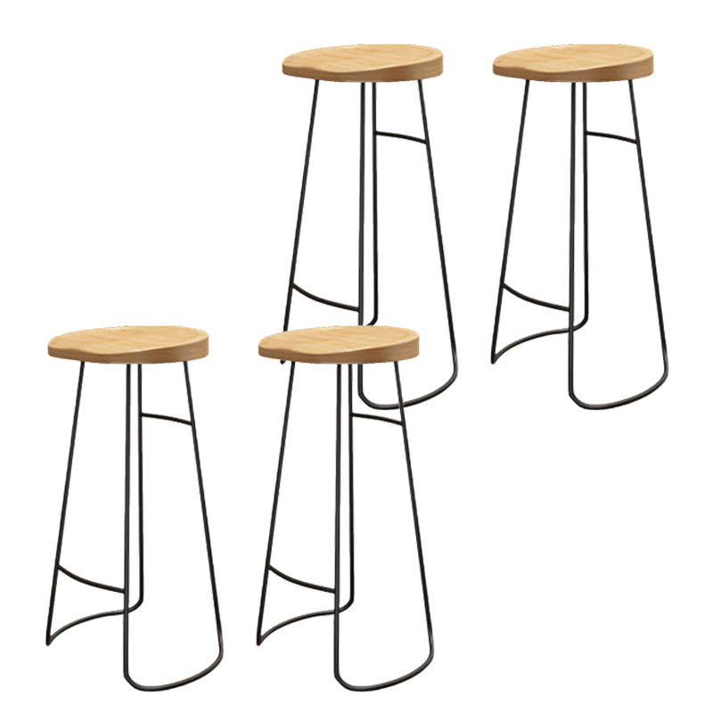 Wood Dining Stool Contemporary Backless Bar Stools with Footrest Black 4 Piece Set Bar Stool(30"H) Clearhalo 'Bar Furniture' 'Bar Stools' 'bar_stools' 'furn' 'furn_bar_stools' 'Furniture' 'Kitchen & Dining Furniture' 6555874