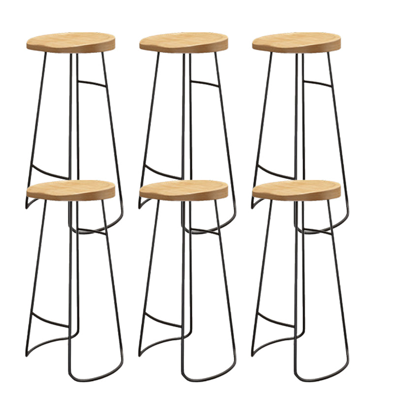 Wood Dining Stool Contemporary Backless Bar Stools with Footrest Black 6 Piece Set Bar Stool(30"H) Clearhalo 'Bar Furniture' 'Bar Stools' 'bar_stools' 'furn' 'furn_bar_stools' 'Furniture' 'Kitchen & Dining Furniture' 6555875