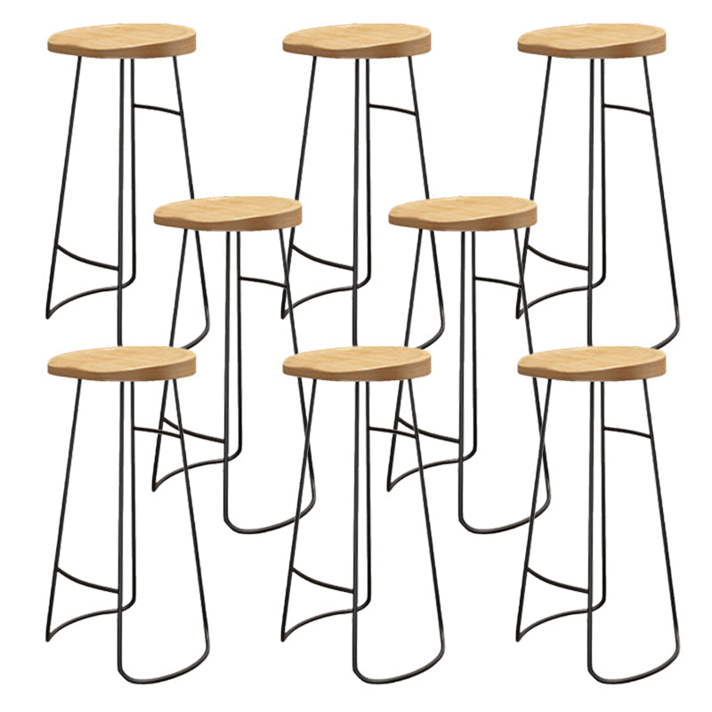Wood Dining Stool Contemporary Backless Bar Stools with Footrest Black 8 Piece Set Bar Stool(30"H) Clearhalo 'Bar Furniture' 'Bar Stools' 'bar_stools' 'furn' 'furn_bar_stools' 'Furniture' 'Kitchen & Dining Furniture' 6555876