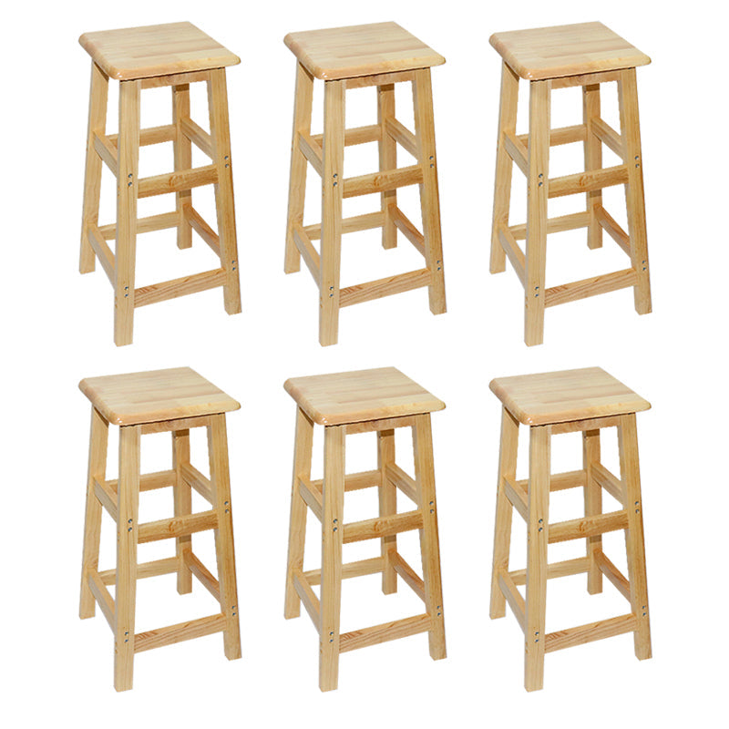 Industrial Solid Wood Bar Stool Backless Counter Stool for Restaurant 6 Piece Set Bar Stool(28"H) Clearhalo 'Bar Furniture' 'Bar Stools' 'bar_stools' 'furn' 'furn_bar_stools' 'Furniture' 'Kitchen & Dining Furniture' 6555904