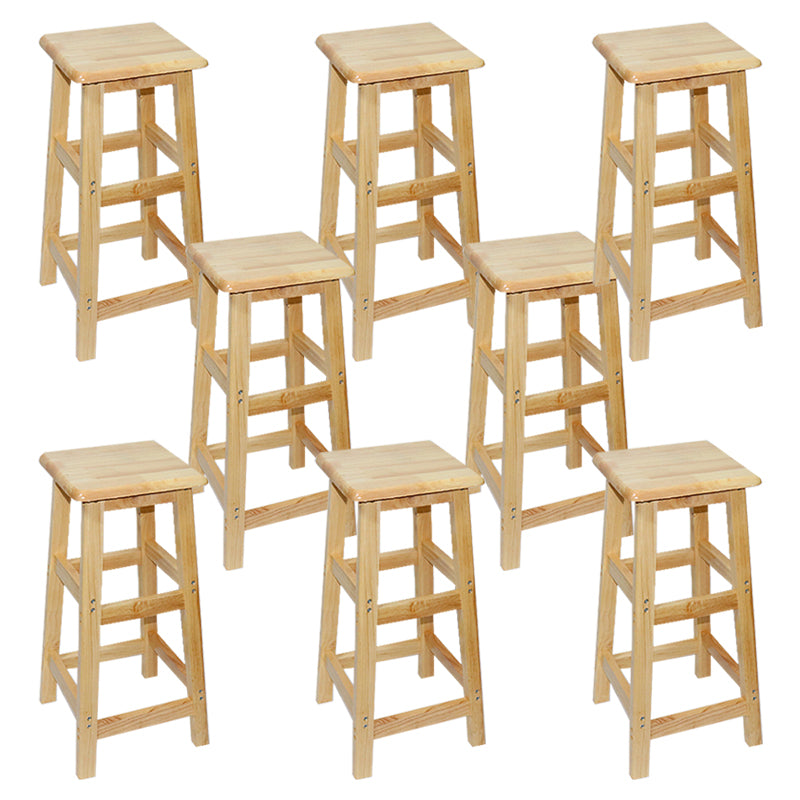 Industrial Solid Wood Bar Stool Backless Counter Stool for Restaurant 8 Piece Set Bar Stool(28"H) Clearhalo 'Bar Furniture' 'Bar Stools' 'bar_stools' 'furn' 'furn_bar_stools' 'Furniture' 'Kitchen & Dining Furniture' 6555905