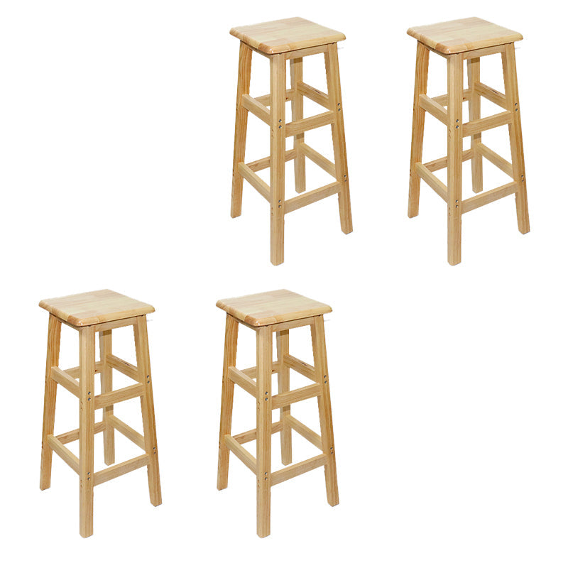 Industrial Solid Wood Bar Stool Backless Counter Stool for Restaurant 4 Piece Set Bar Stool(31"H) Clearhalo 'Bar Furniture' 'Bar Stools' 'bar_stools' 'furn' 'furn_bar_stools' 'Furniture' 'Kitchen & Dining Furniture' 6555908