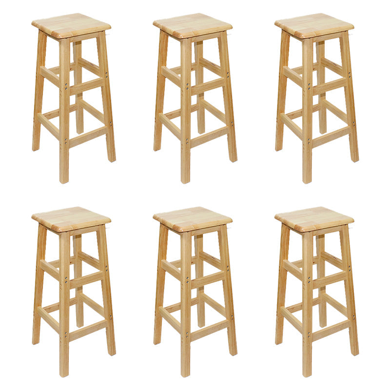 Industrial Solid Wood Bar Stool Backless Counter Stool for Restaurant 6 Piece Set Bar Stool(31"H) Clearhalo 'Bar Furniture' 'Bar Stools' 'bar_stools' 'furn' 'furn_bar_stools' 'Furniture' 'Kitchen & Dining Furniture' 6555909