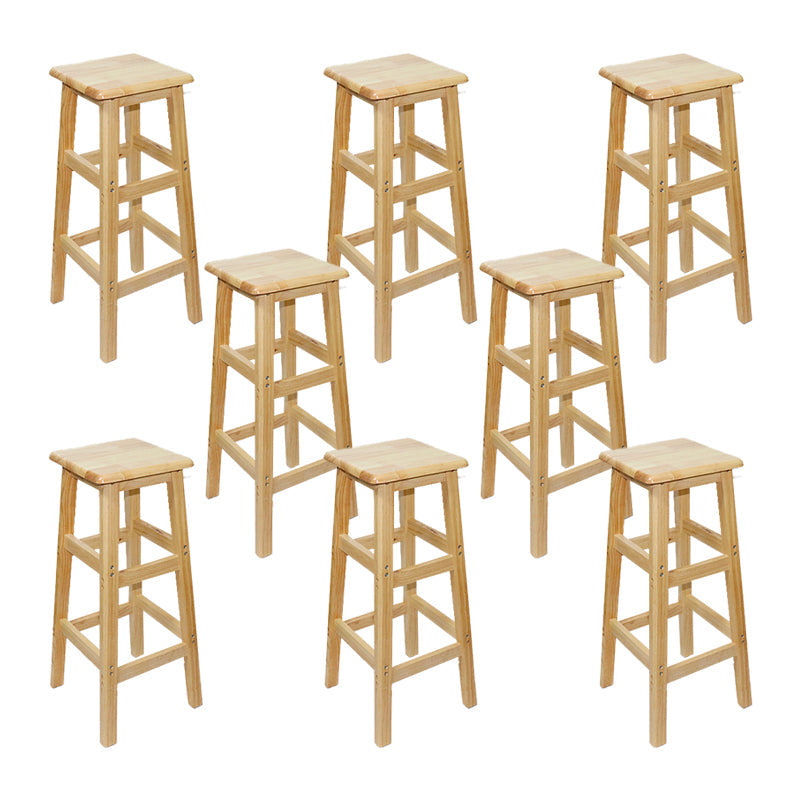 Industrial Solid Wood Bar Stool Backless Counter Stool for Restaurant 8 Piece Set Bar Stool(31"H) Clearhalo 'Bar Furniture' 'Bar Stools' 'bar_stools' 'furn' 'furn_bar_stools' 'Furniture' 'Kitchen & Dining Furniture' 6555910