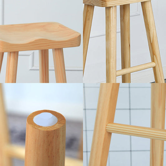 Industrial Solid Wood Bar Stool Backless Counter Stool for Indoor